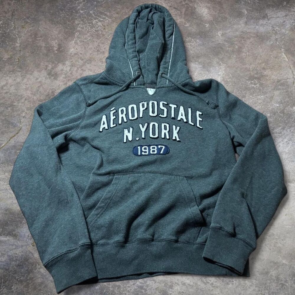 Aéropostale Pullover Hoodie Men’s M Dark Gray New York 1987 Y2K